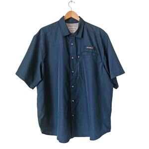 Eddie Bauer Men's Short Sleeve Tech Mesh Fishing Shirt, Teal Blue Size XXL